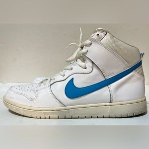 NIKE SB Dunk HIGH PRO White Blue Skateboarding Shoes 2016 881758-141 Mens Sz 13